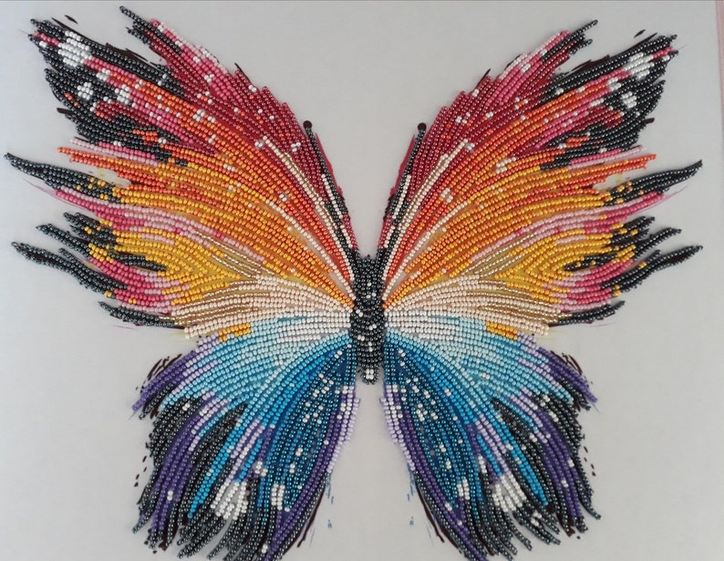 Bead Embroidery Kit Stamped Needlepoint Kit Modern Needlepoint Etsy