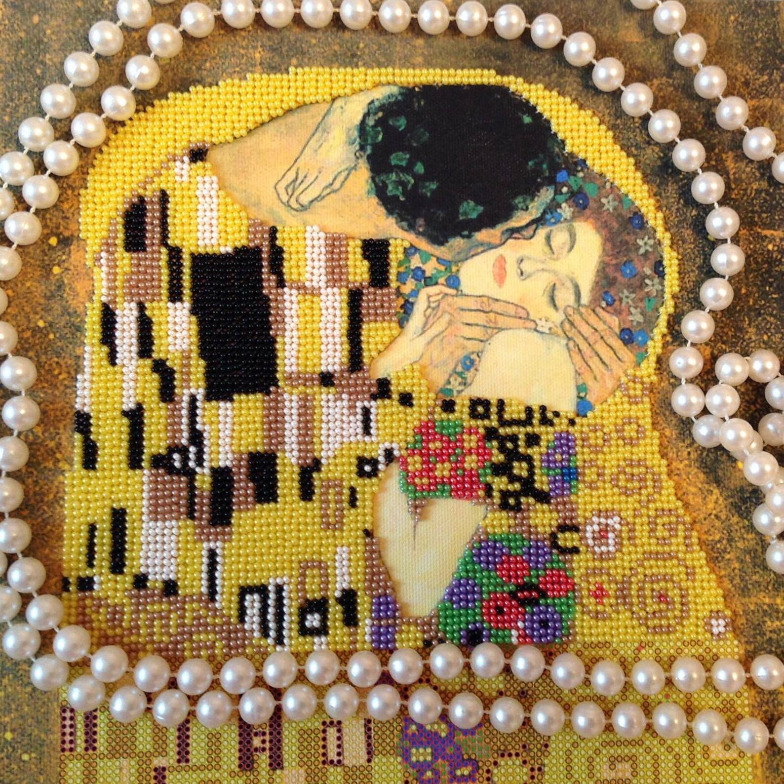 Bead embroidery kit Gustav Klimt The Kiss Needlepoint kit bead Etsy