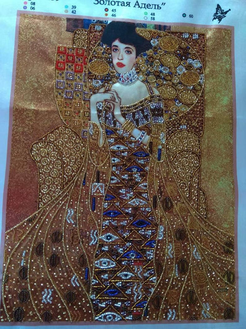 Bead embroidery kit Gustav Klimt Golden Adele Needlepoint kit Etsy