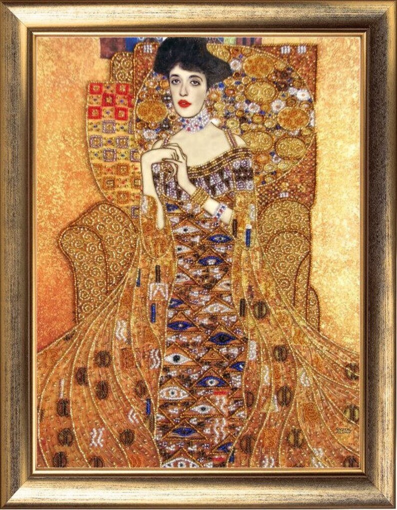 Bead Embroidery Kit Gustav Klimt Golden Adele Needlepoint Kit Etsy UK