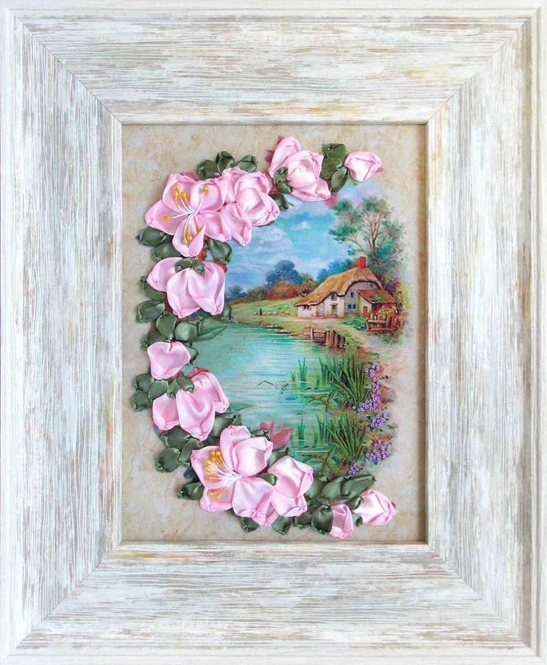 Ribbons embroidery kits Lovely houses in bloom needlepoint Etsy