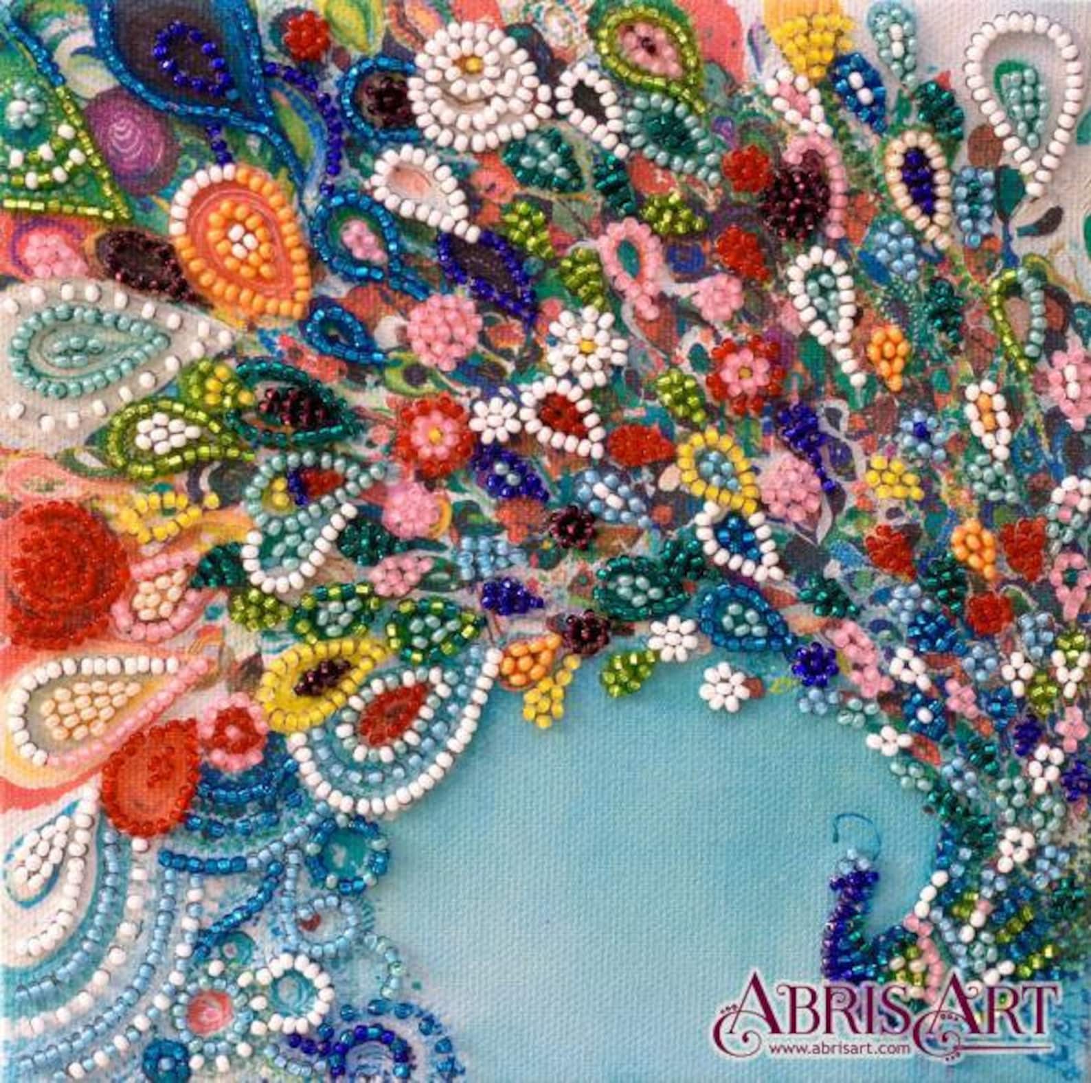Bead embroidery kit Abris Art Stamped Needlepoint Kit Modern Etsy
