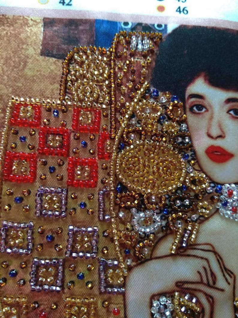 Bead embroidery kit Gustav Klimt Golden Adele Needlepoint kit Etsy