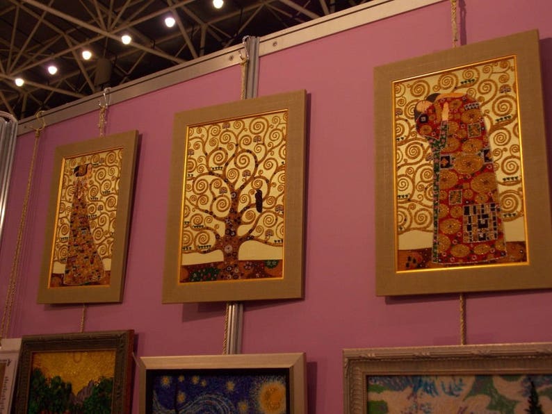 Bead Embroidery Kit the Waiting by Gustav Klimt Needlepoint Etsy