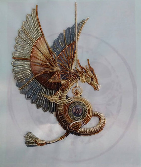 Beaded Embroidery DIY Kit Steampunk Dragon Embroidery Designs Etsy