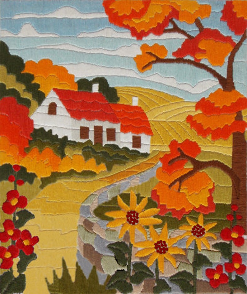 Long Stitch Needlepoint Kits Landscapes Stamped Embroidery Kit Etsy