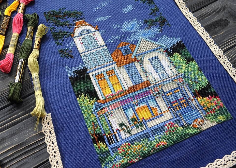 Cross stitch kit with counted cross stitch design for blanc Etsy