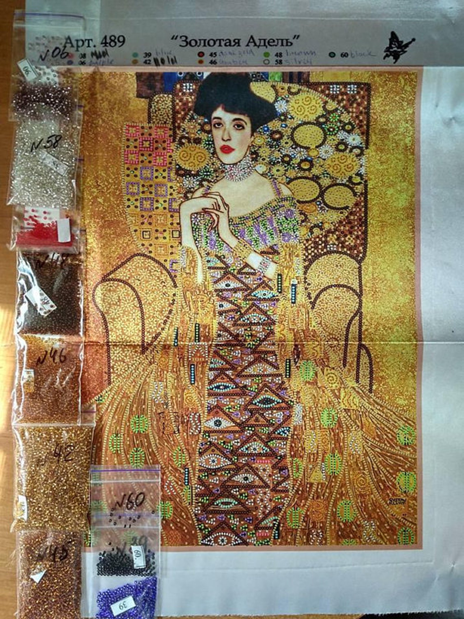 Bead Embroidery Kit Gustav Klimt Golden Adele Needlepoint Kit Etsy UK