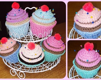 Cupcake pin cushions / needle minders; cute way to store your pins! PINS INCLUDED! Free shipping