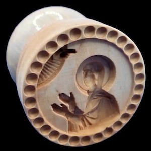 Wooden Hand Carved Stamp For The Holy Bread Orthodox Liturgy Traditional Prosphora * Saint Prophetess Hanna * (1.57-7.87 inches / 40-200 mm)