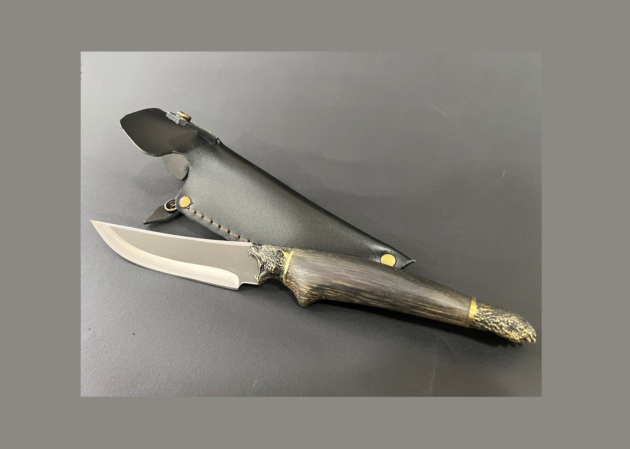 BEAR GRIZZLY Ukrainian Author's Handmade Knife for Tourist Hunting Kitchen Knives Present for father, Gift for men Souvenir + Leather Sheath