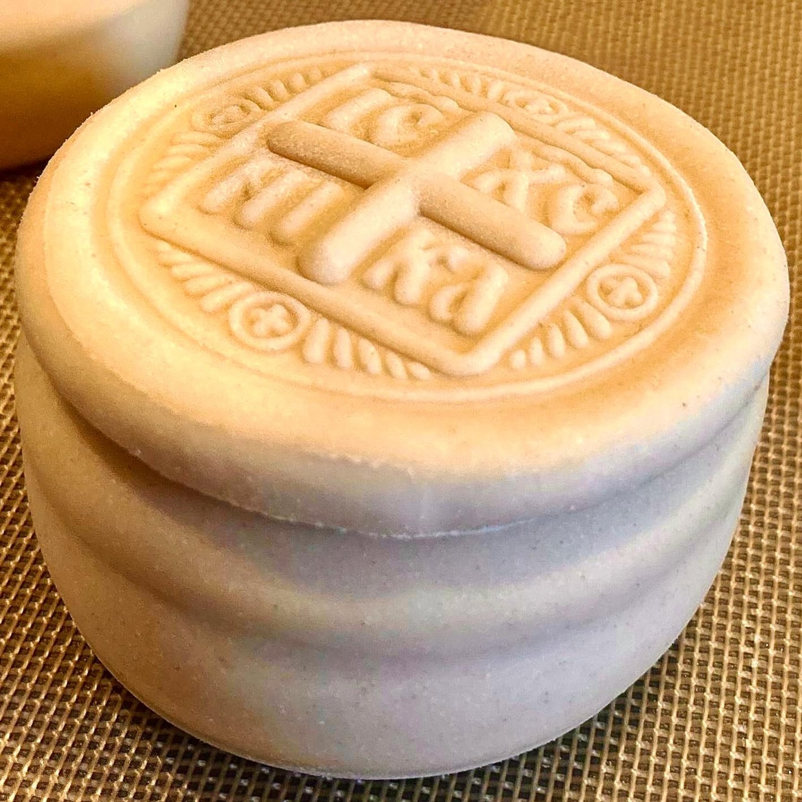 Carved wooden bread stamp for decorative patterns