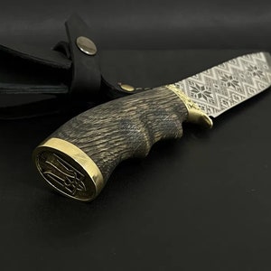 Handmade Souvenir Knife Tourist Fishing Hunting Kitchen Knives Patriotic Ukrainian  Trident / Vyshyvanka Present for father, Gift for men