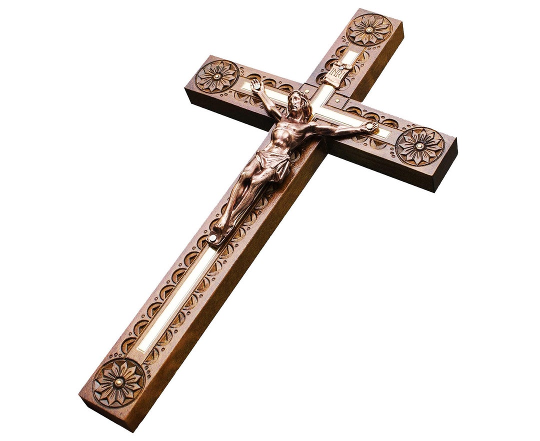 Ukrainian Unique Wooden Wall Cross Crucifix With Jesus Christ Religious