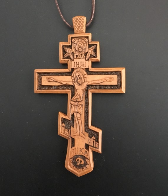 Cross Pendant, Catholic Cross, Wooden Cross, Christian Pendant, Pectoral Cross, Orthodox Wooden Cross | Sacred Art