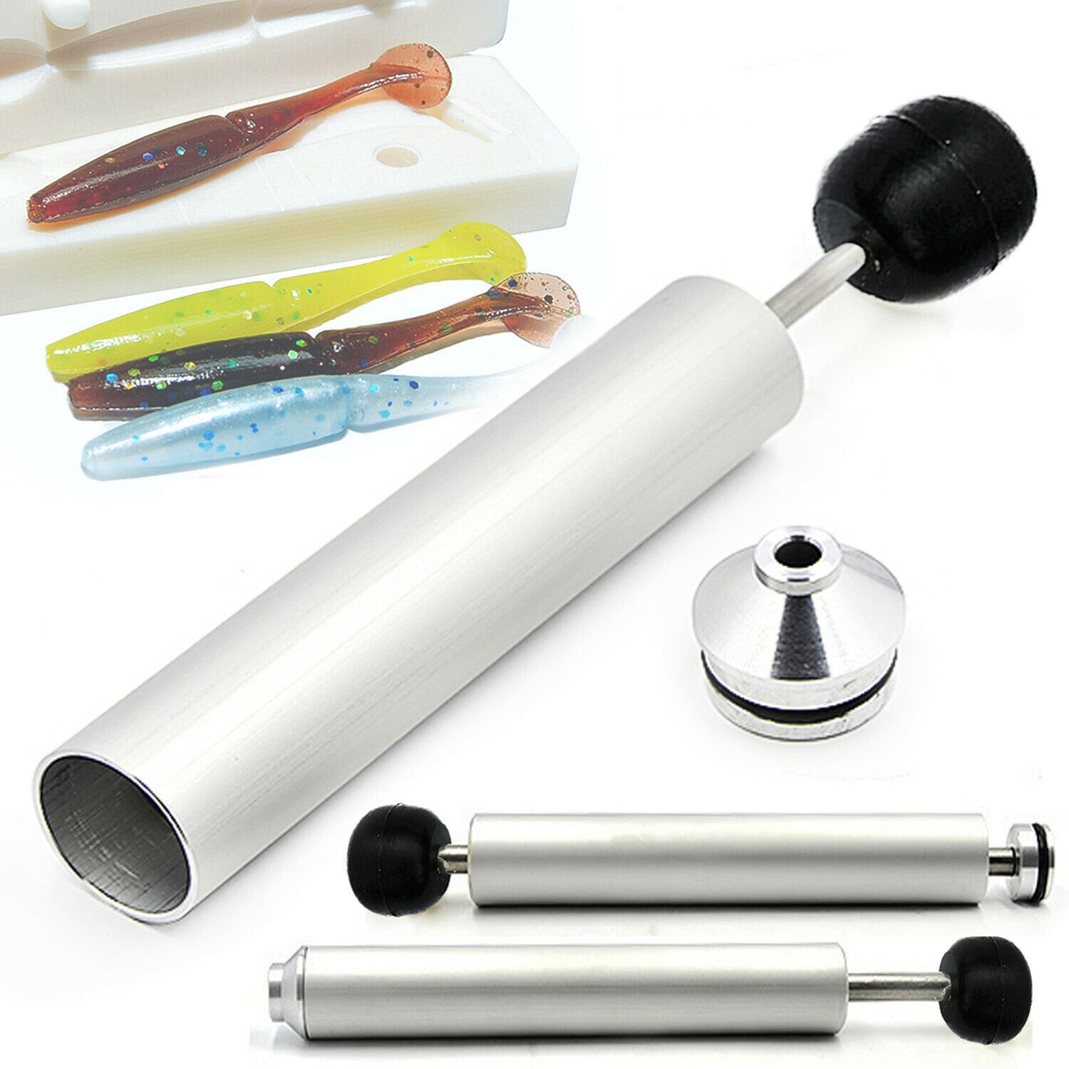 Aluminium Injector for Soft Lure Bait Mold Fishing Plastisol Dual Color ...