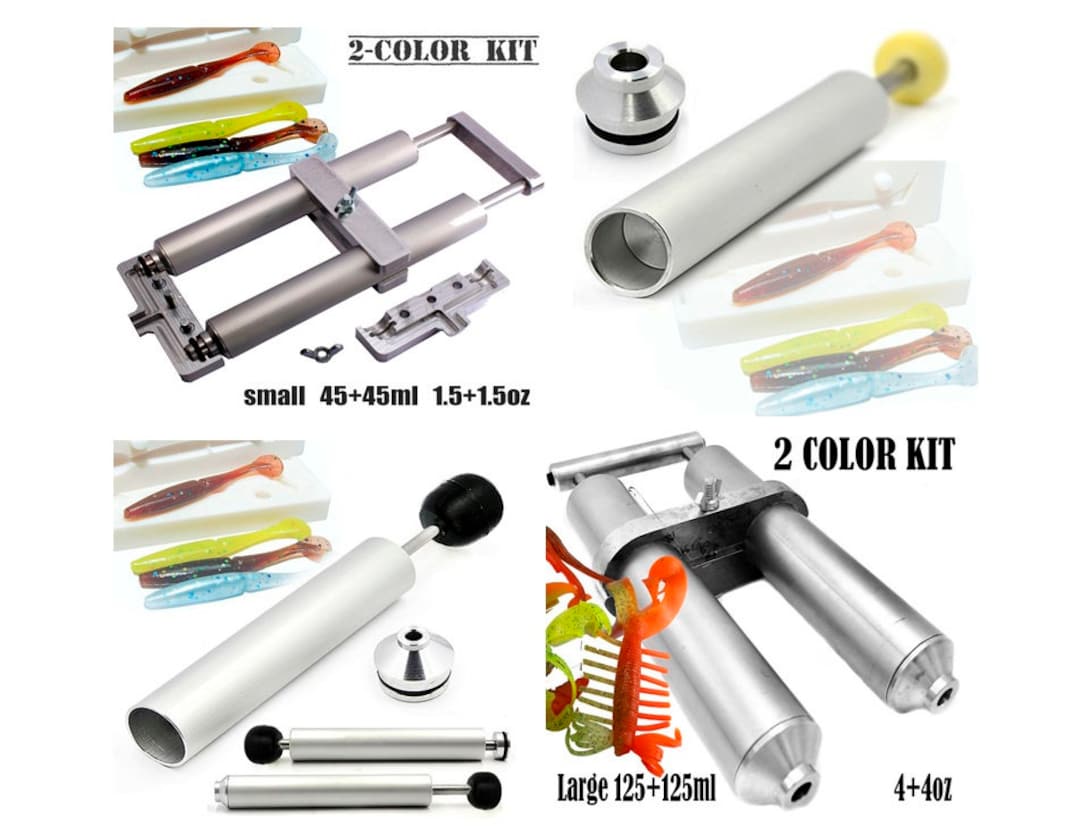 Aluminium Injector for Soft Lure Bait Mold Fishing Plastisol Dual Color ...