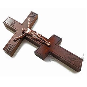 Large Orthodox HandMade Carved Wooden Wall Cross Crucifix with * JESUS CHRIST * #11-2
