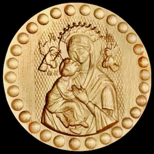 Wooden Stamp Holy Bread Orthodox Traditional Prosphora Bakeware Baking Molds Form Cookies Mother of God of the Passion (Diameter: 40-200 mm)