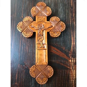 Exclusieve handgemaakte decoratieve katholieke orthodoxe houten muur kruis kruisbeeld met JEZUS CHRISTUS