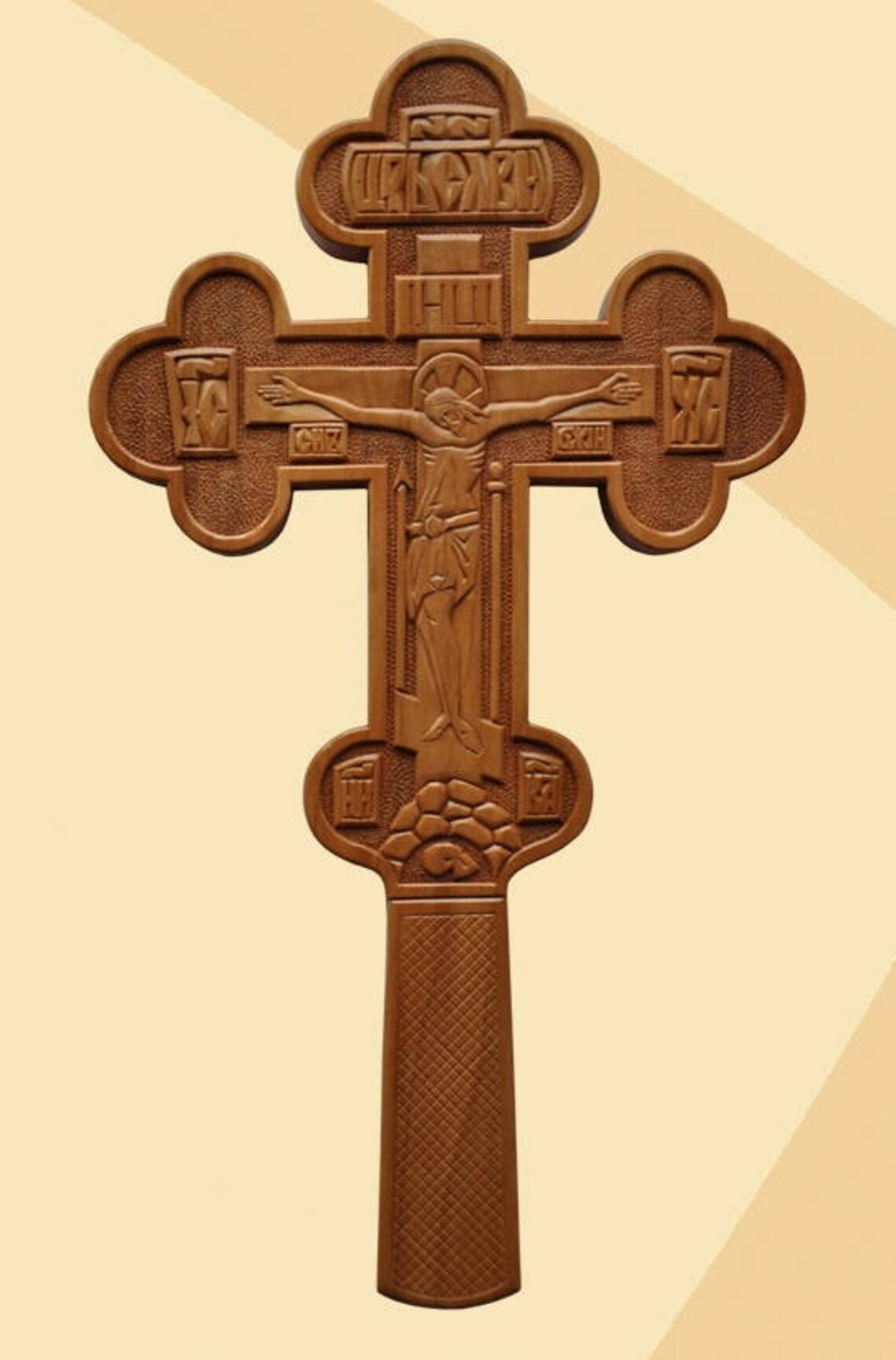 Orthodox Carved Wooden Altar Hand Blessing Cross Crucifix Etsy