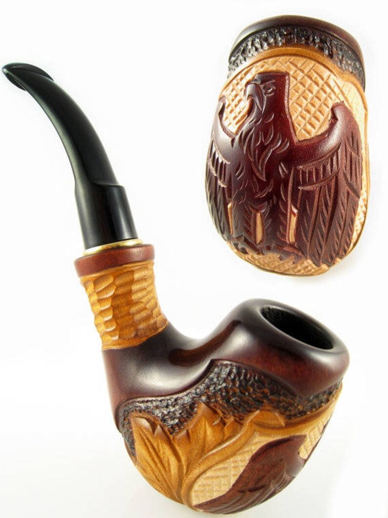 Hand Carved Tobacco Smoking Pipe german Eagle / Deutschland Etsy