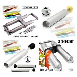 Aluminium Injector for Soft Lure Bait Mold Fishing Plastisol Dual Color Hand Kit