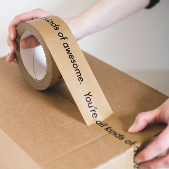 Paper Parcel Tape. Brown Tape Silicone Free Paper. Brown Paper. Recyclable  Tape. 