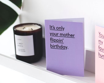 Tarjeta de cumpleaños divertida - Tarjeta de cumpleaños - Tarjeta sin malas palabras - Tarjeta de cumpleaños tipográfica - Tarjeta geek - Tarjeta de cumpleaños de Mother Flippin'