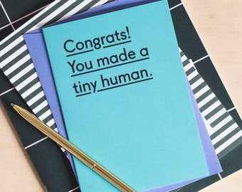 Tarjeta de baby shower - Tarjeta de embarazo - Tarjeta para nuevo papá - Tarjeta para nueva mamá - Tarjeta divertida para bebé - Tarjeta divertida para nuevo padre - Tarjeta divertida para nuevo bebé - Pequeño humano