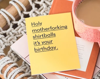 Tarjeta de cumpleaños divertida - Tarjeta de cumpleaños - Tarjeta sin palabrotas - Tarjeta de cumpleaños tipográfica - Tarjeta geek - The Good Place - Motherforking Shirtballs