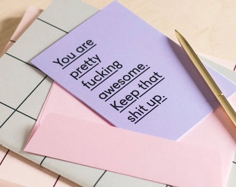 Tarjeta de felicitaciones divertida - Tarjeta de bien hecho - Tarjeta de felicitaciones - Tarjeta de bien hecho divertida - Tarjeta de nuevo trabajo divertida - Bastante jodidamente increíble