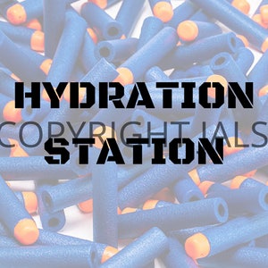 Sign &quot;Hydration Station&quot;, Nerf Wars Download, Nerf Party Downloads, Nerf Party, Nerf Birthday, Nerf Darts, Nerf Bullets, Nerf Ammo Sign