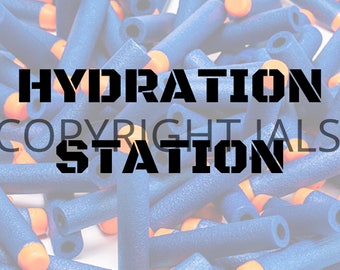 Sign "Hydration Station", Nerf Wars Download, Nerf Party Downloads, Nerf Party, Nerf Birthday, Nerf Darts, Nerf Bullets, Nerf Ammo Sign