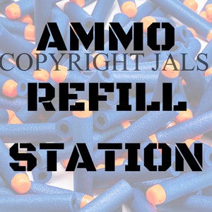Ammo Refill Station Nerf Wars Sign Download, Nerf Party Downloads, Nerf Party, Nerf Birthday, Nerf Darts, Nerf Bullets, Nerf Ammo Sign