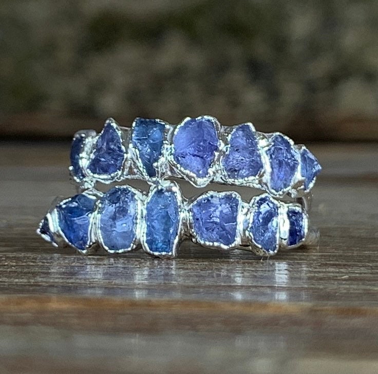 Raw Gemstone Ring / Raw Crystal Ring / Genuine Tanzanite Ring Etsy