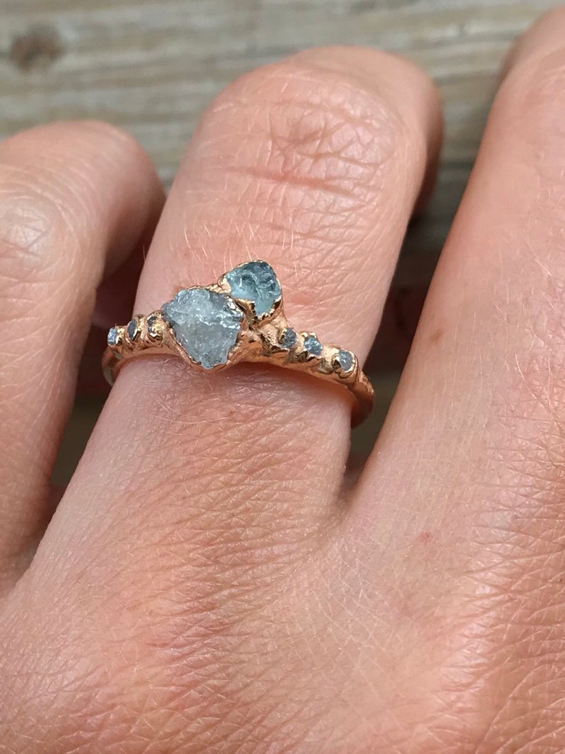 Raw diamond solitaire ring / Organic engagement ring / Unique Etsy