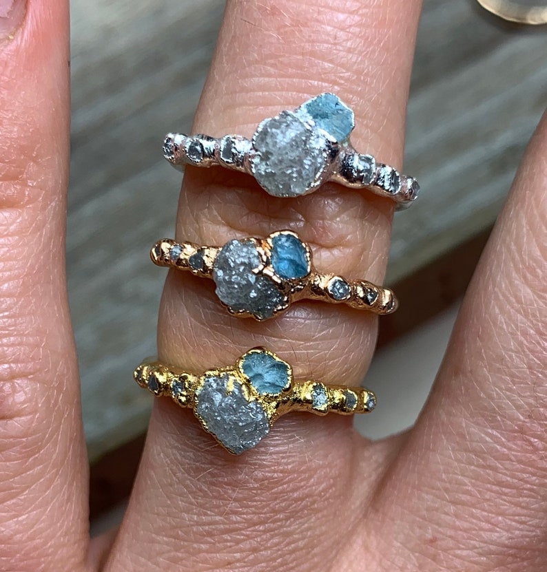 Alternative bridal ring set / Organic wedding band set Etsy