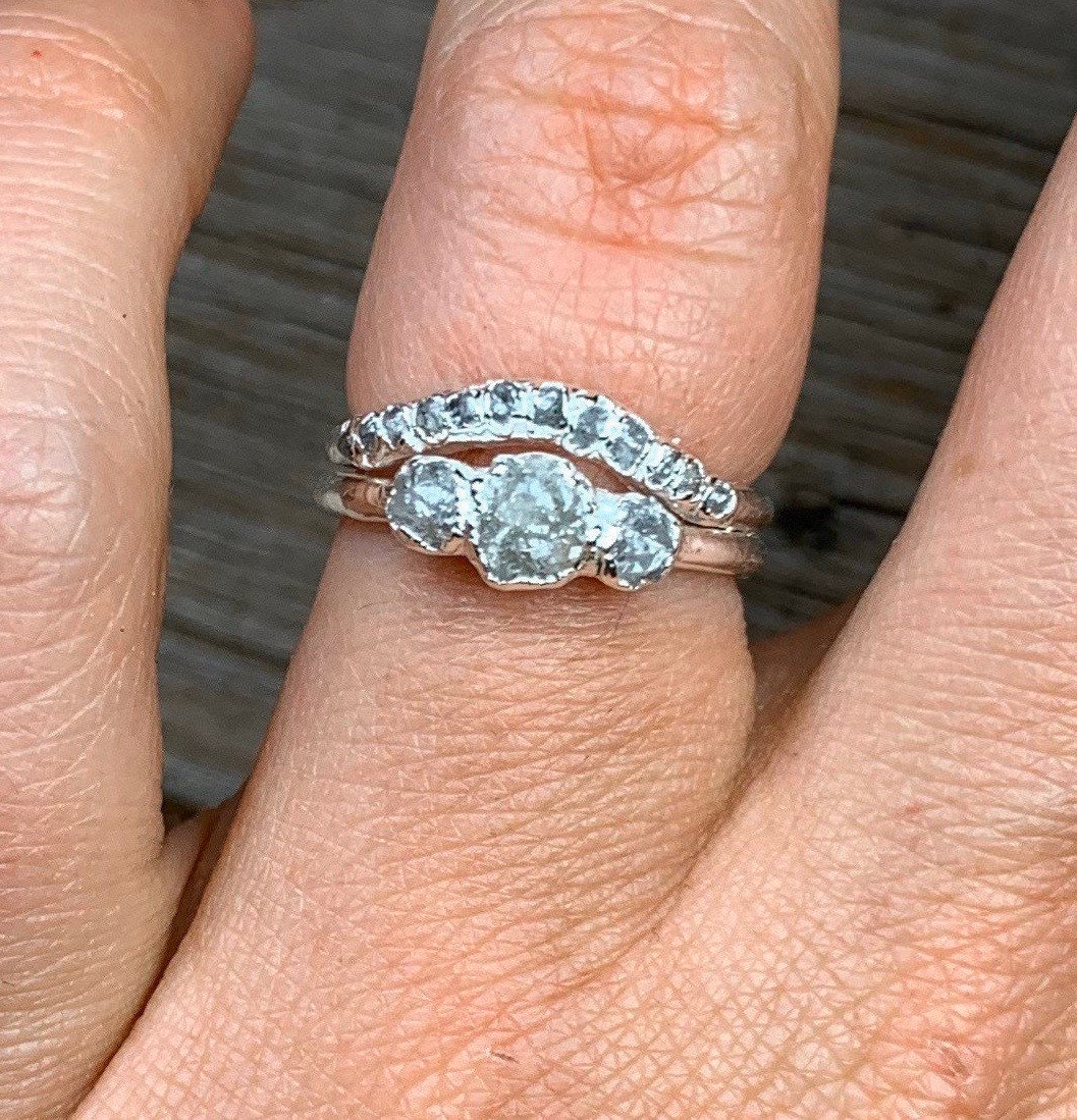 Raw engagement ring set / Alternative engagement ring / Raw Etsy