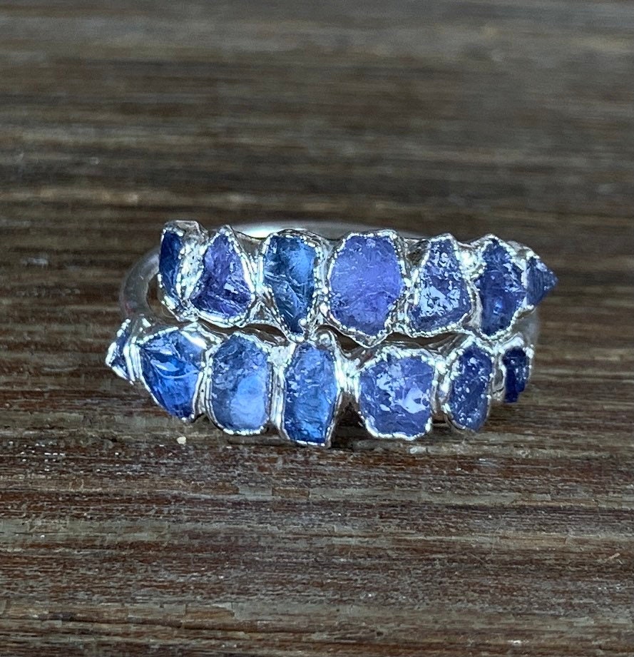 Raw Gemstone Ring / Raw Crystal Ring / Genuine Tanzanite Ring Etsy