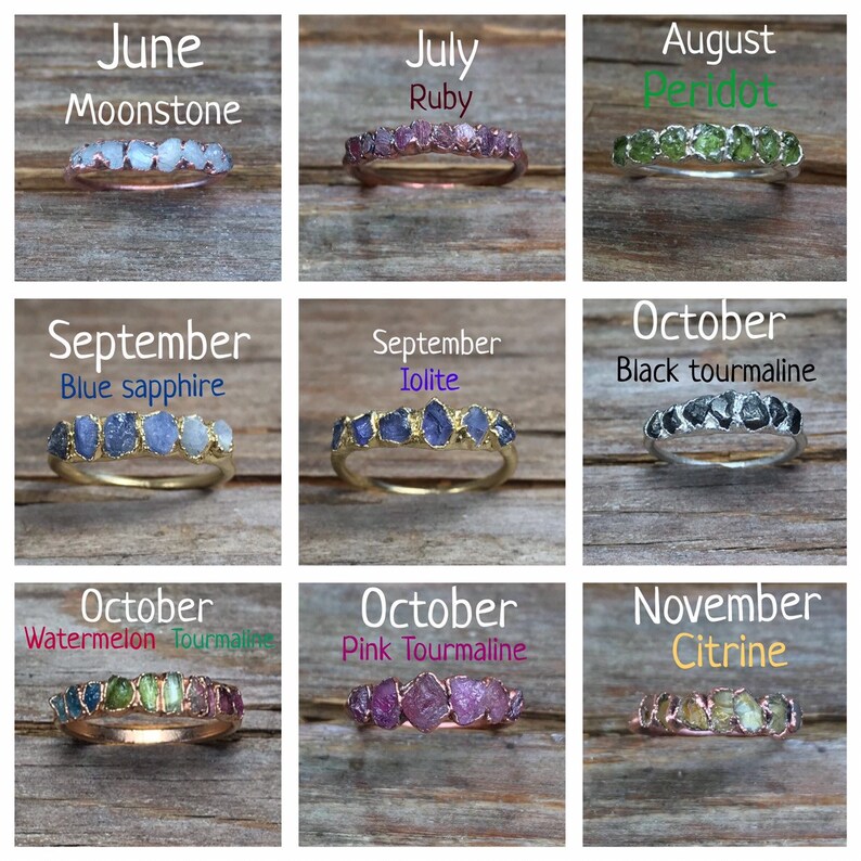 Raw birthstone ring / Birthstone stacking ring / Rough stone Etsy