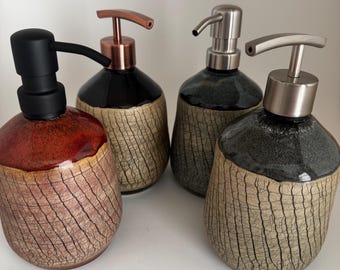 Soap Dispenser, Liquid Soap Pump, Lotion Pump, Ready to Ship, Handmade, Wheel Thrown, Stoneware, Ceramic Pottery