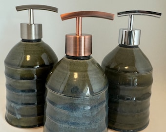 Soap Dispenser, Liquid Soap Pump, Lotion Pump, Ready to Ship, Handmade, Wheel Thrown, Stoneware, Ceramic Pottery