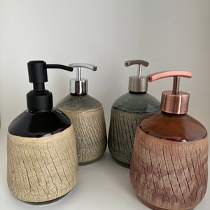 Soap Dispenser, Liquid Soap Pump, Lotion Pump, Ready to Ship, Handmade, Wheel Thrown, Stoneware, Ceramic Pottery