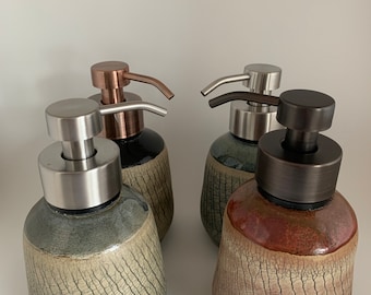 Soap Dispenser, Foaming Soap Pump, Ready to Ship, Handmade, Wheel Thrown, Stoneware, Ceramic Pottery