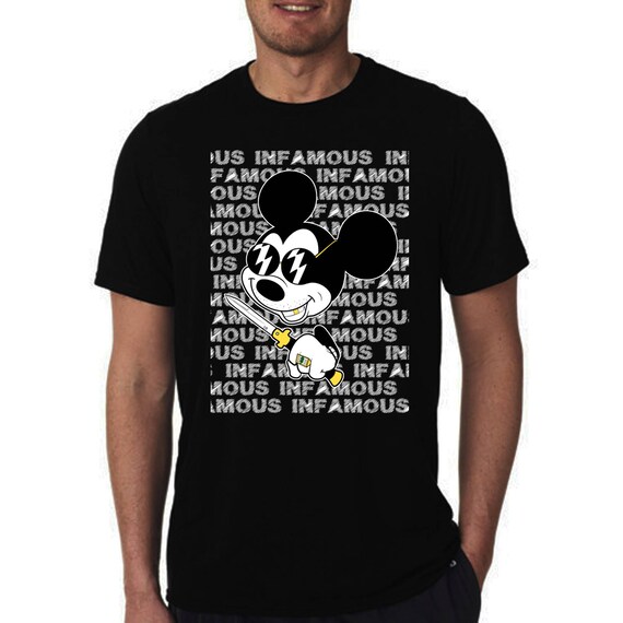 T shirt mickey mouse swag gangster sunglasses knife gold ring | Etsy