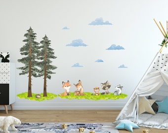 Removable & Reusable Kids Wall Decal Animal Forrest | Cute Safari Animals Wall Sticker | Nursery Wall Decal | Keeps Walls Damage Free.