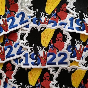 4 inch LADY SGRho Royal Blue and Gold Iron-on Patch
