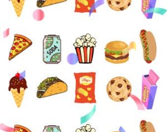 Junk Foods Nail Art Sticker Transfers 30 Per Sheet