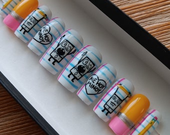 Doodlebob Pencil Freestyle Press On Nails Set